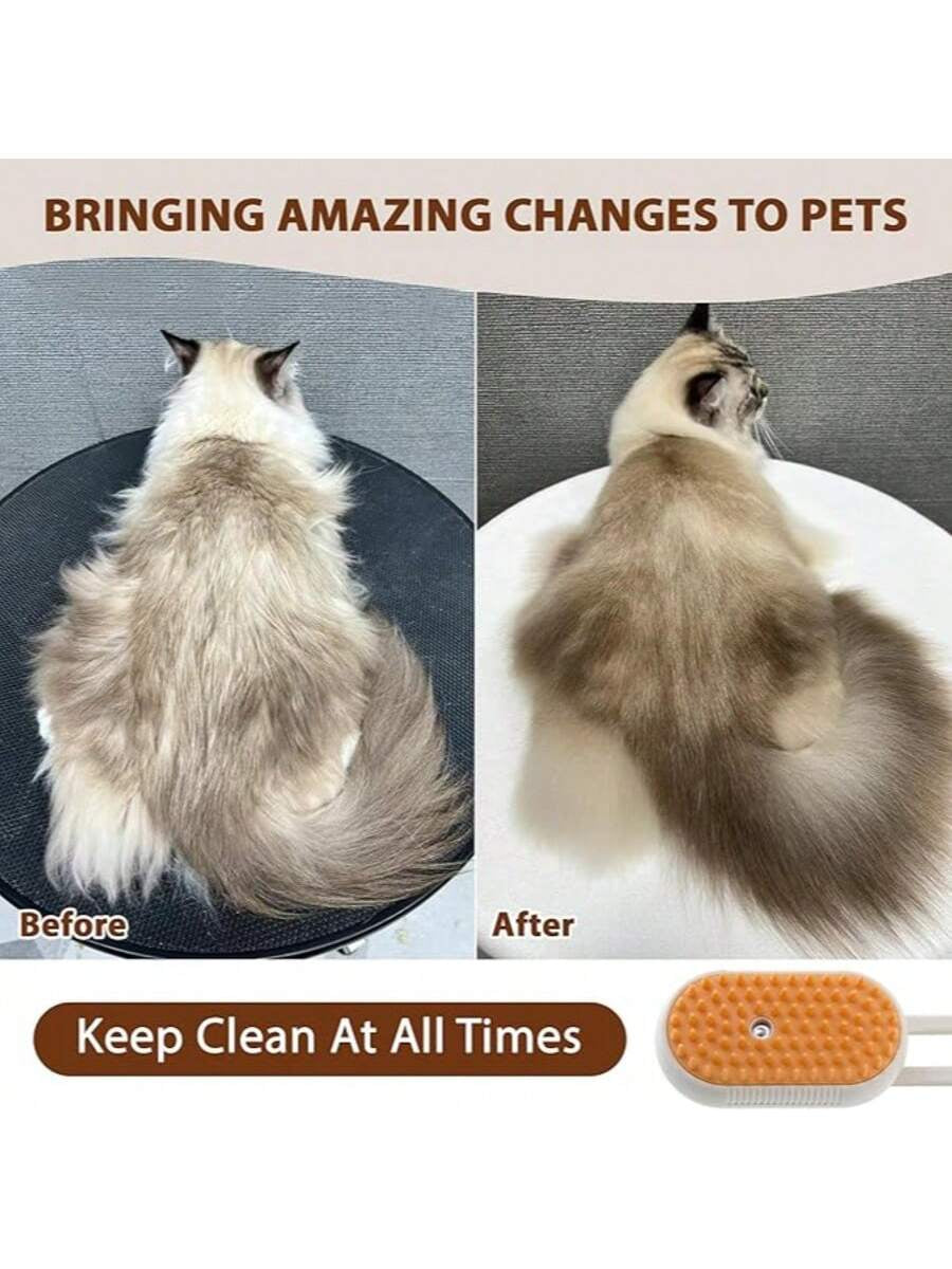 3-in-1 Steam Pet Grooming Brush – USB Dog & Cat Hair Remover with Massage