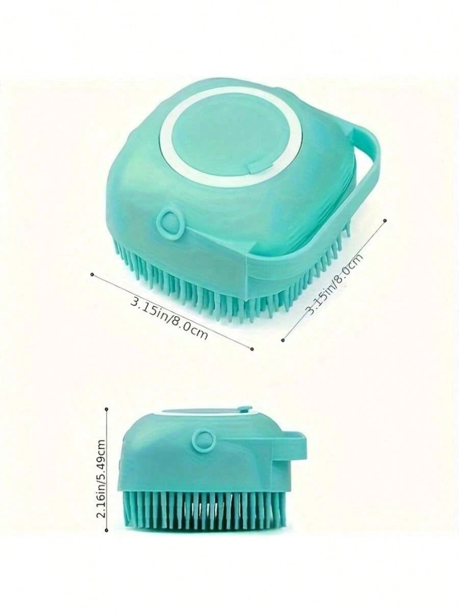 This Soft Silicone Pet Shower Beauty Gadget with Blue and Pink Colors Is Designed Specifically for Short Haired Dogs and Cats.