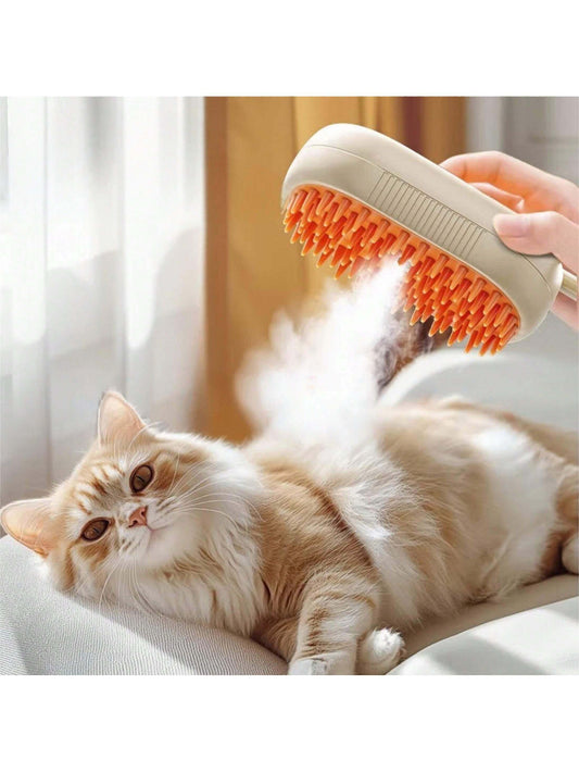3-in-1 Steam Pet Grooming Brush – USB Dog & Cat Hair Remover with Massage