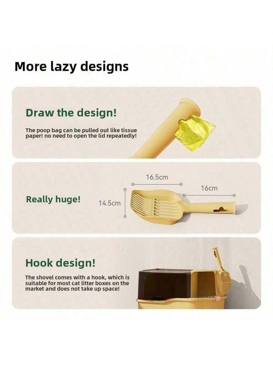 1Pc Cat Litter Scoop - Cat Litter Sifting Scoop - Durable Plastic Cat Litter Sifting Scoop - Cat Litter Scoop with Pet Litter Bag