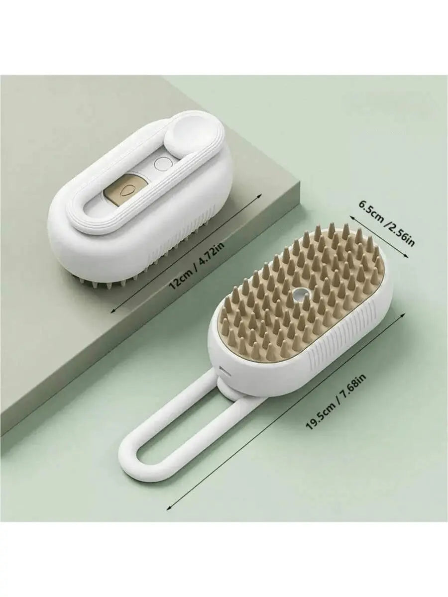 3-in-1 Steam Pet Grooming Brush – USB Dog & Cat Hair Remover with Massage