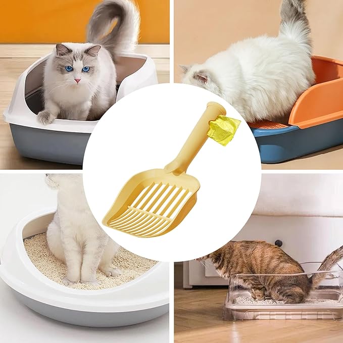 Durable Cat Litter Scoop – Sifting Design with Pet Waste Bag Holder