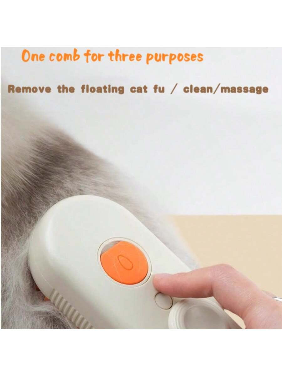 3-in-1 Steam Pet Grooming Brush – USB Dog & Cat Hair Remover with Massage