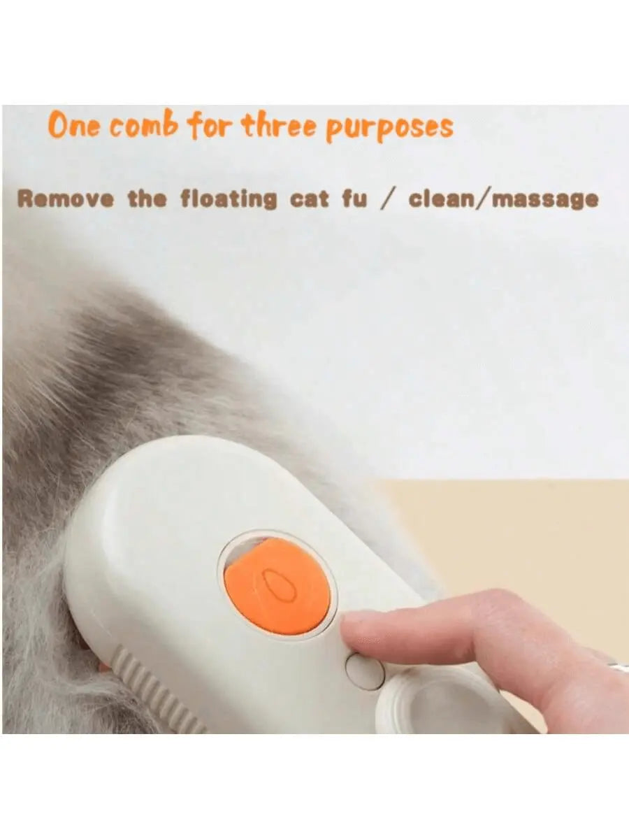3-in-1 Steam Pet Grooming Brush – USB Dog & Cat Hair Remover with Massage