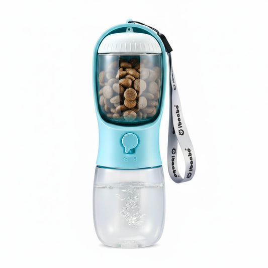 Portable Dog Water Bottle with Treat Container (10oz) – Travel Pet Dispenser & Bowl